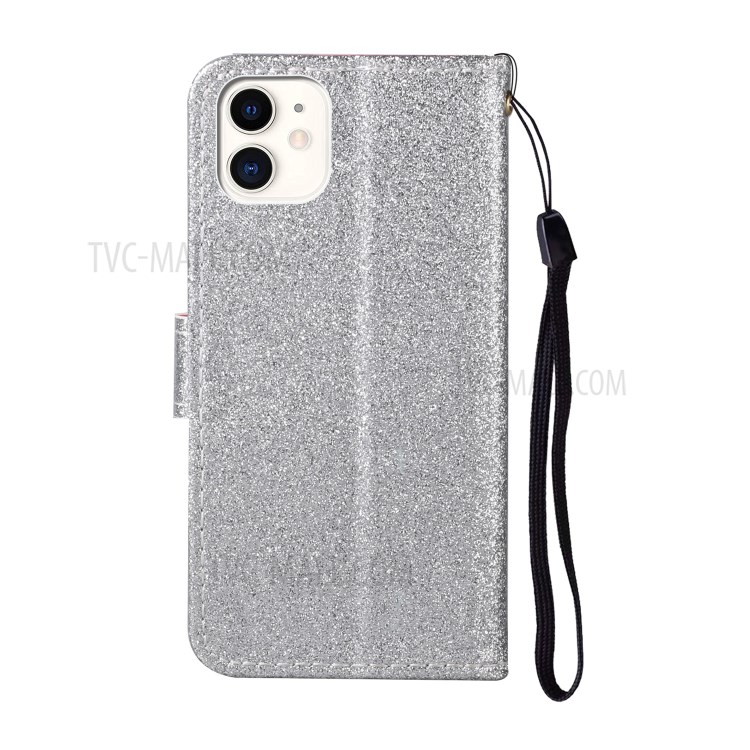 Daisy Decor Sparkling Leather Case Card Holder for Apple iPhone 11 6.1 inch - Silver-3