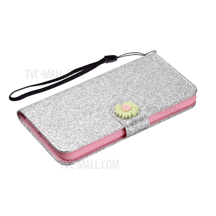 Daisy Decor Sparkling Leather Case Card Holder for Apple iPhone 11 6.1 inch - Silver-5