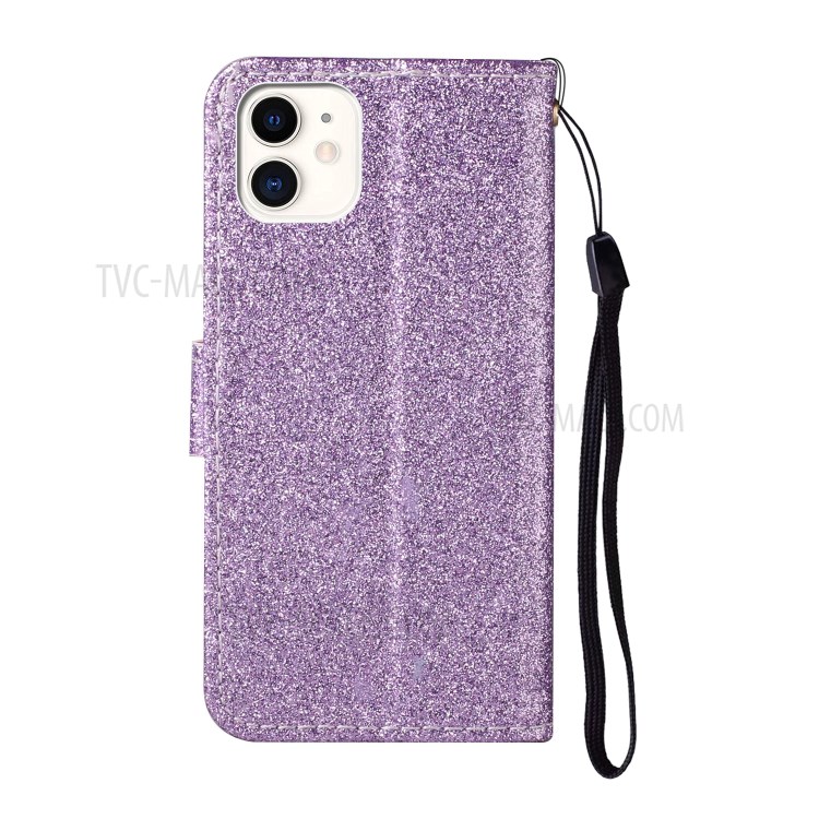 Daisy Decor Sparkling Leather Case Card Holder for Apple iPhone 11 6.1 inch - Purple-3