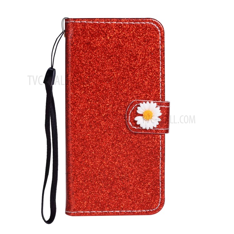 Daisy Decor Sparkling Card Holder Leather Case for Apple iPhone 11 Pro 5.8 inch - Red-2