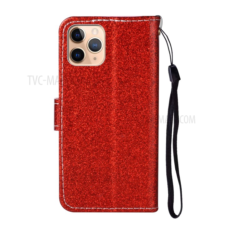 Daisy Decor Sparkling Card Holder Leather Case for Apple iPhone 11 Pro 5.8 inch - Red-3