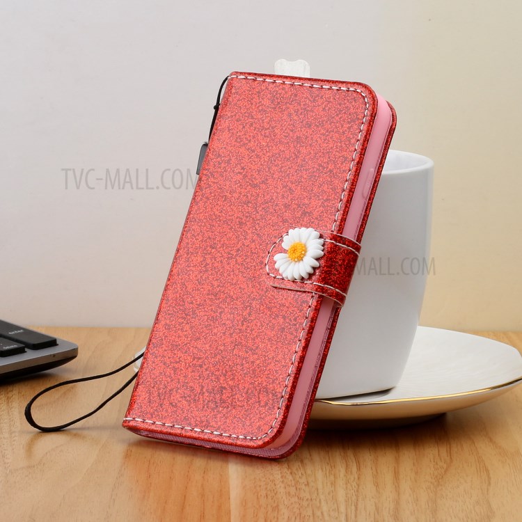 Daisy Decor Sparkling Card Holder Leather Case for Apple iPhone 11 Pro 5.8 inch - Red-6