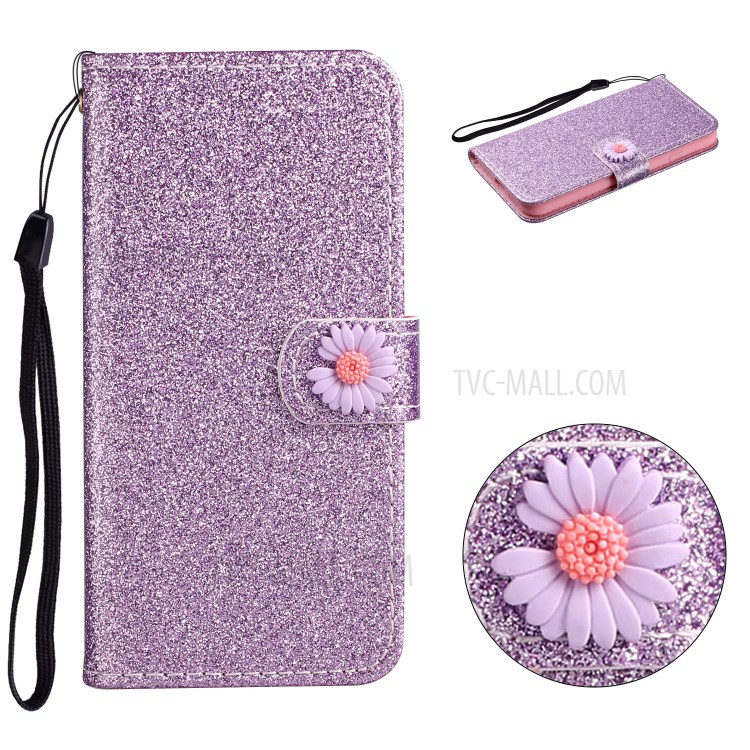 Daisy Decor Sparkling Card Holder Leather Case for Apple iPhone 11 Pro 5.8 inch - Purple-1
