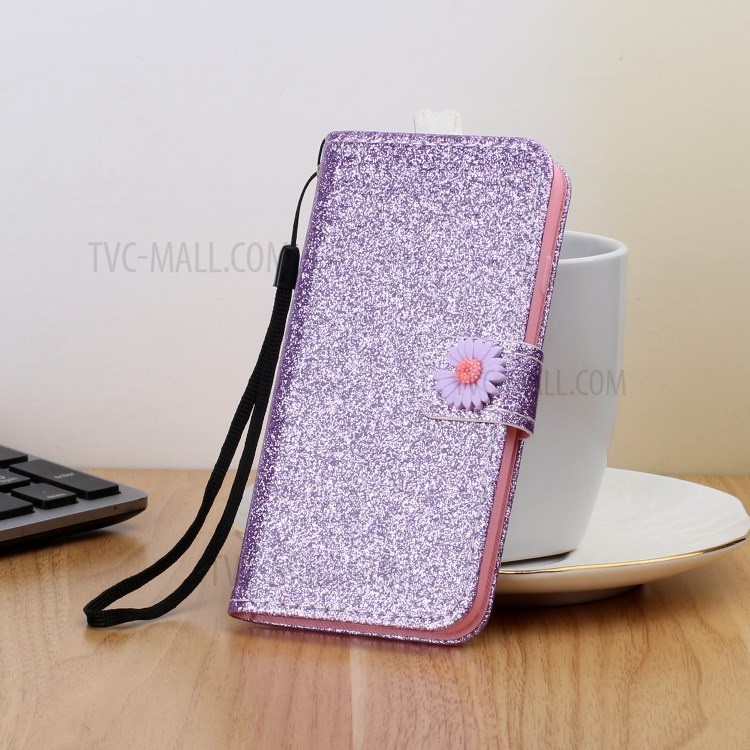Daisy Decor Sparkling Card Holder Leather Case for Apple iPhone 11 Pro 5.8 inch - Purple-6