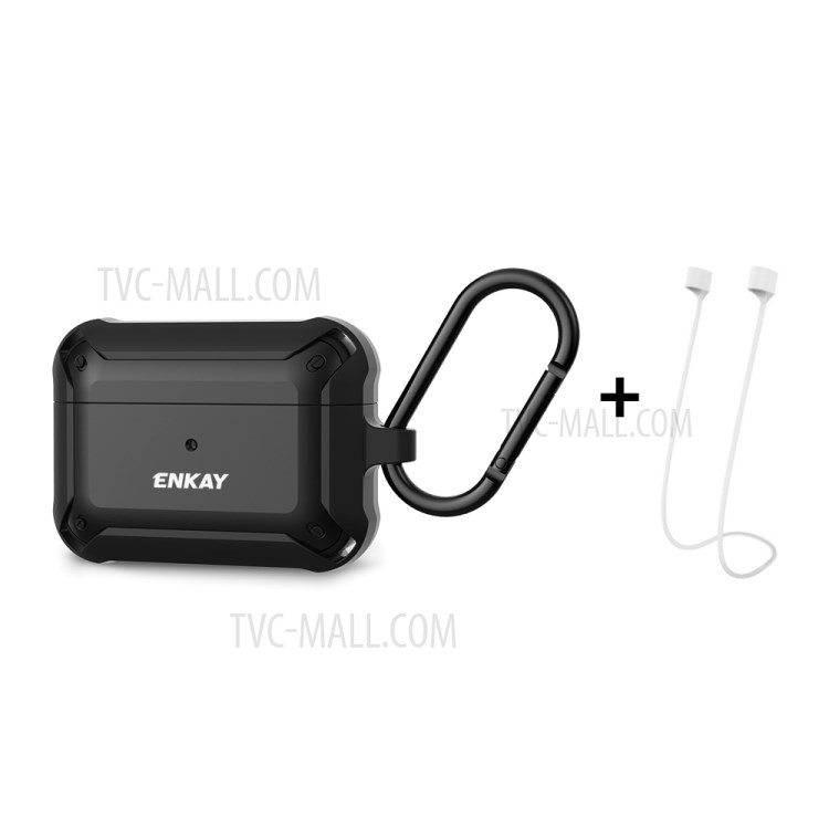 HAT PRINCE ENKAY ENK-AC8101 Armor Series 3-in-1 Anti-lost Rope+Hook+Headset Case for AirPods Pro - Black