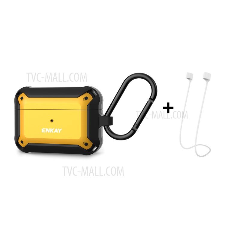 HAT PRINCE ENKAY ENK-AC8101 Armor Series 3-in-1 Anti-lost Rope+Hook+Headset Case for AirPods Pro - Yellow/Black