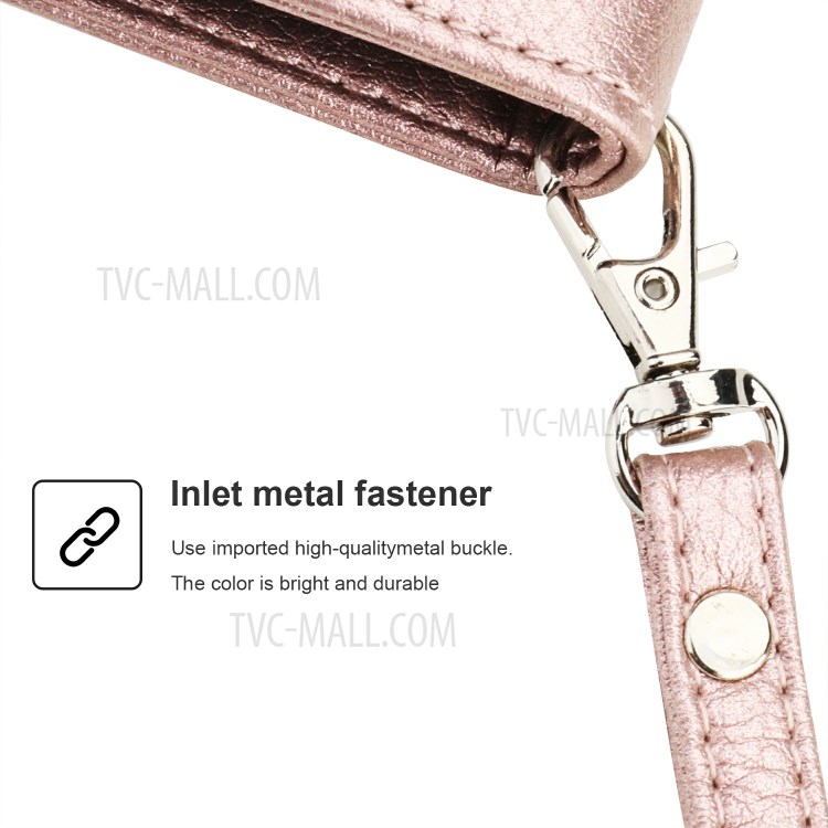 Microfiber Leather Zipper Pocket Wallet Phone Case for Apple iPhone 11 Pro 5.8 inch - Rose Gold-5