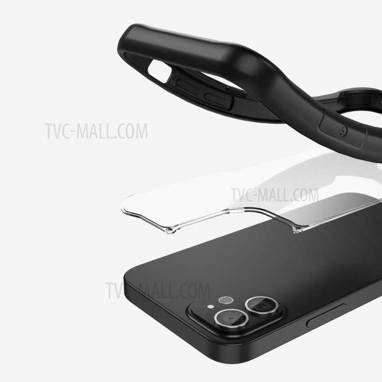 Shock Absorption Cover PC + TPU Unique Case for iPhone 12 5.4 inch - Black-2