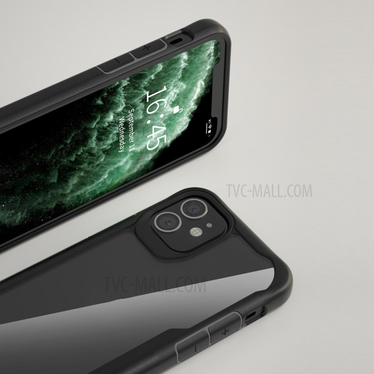 Shock Absorption Cover PC + TPU Unique Case for iPhone 12 5.4 inch - Black-3