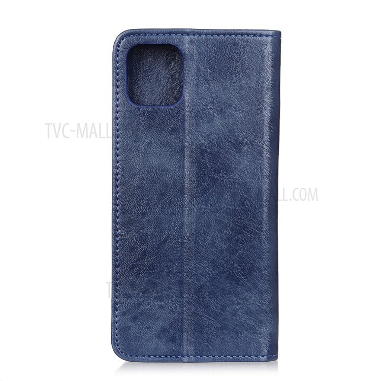 Casca de Telefone de Couro de Textura Maluca e Absorvida Automaticamente, Para Iphone 12 Mini - Azul-2