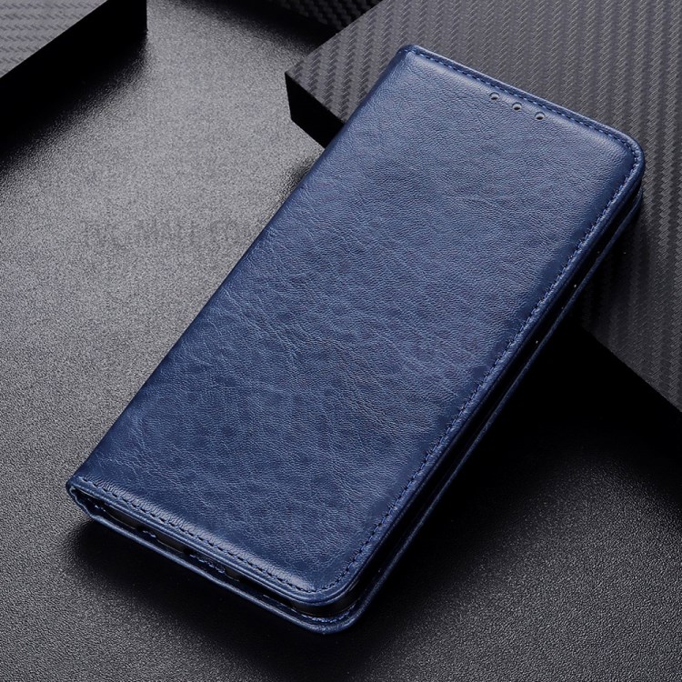 Casca de Telefone de Couro de Textura Maluca e Absorvida Automaticamente, Para Iphone 12 Mini - Azul-9