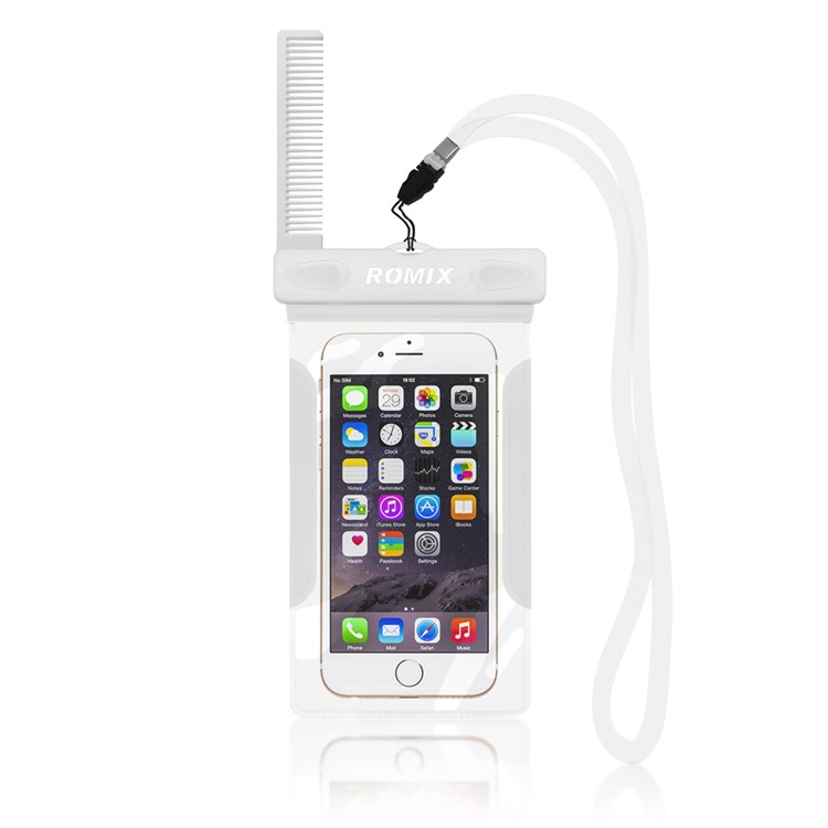 

ROMIX 30M Водонепроницаемый Футляр Для Дайвинга С Гребенкой Для Iphone 6s Plus / 6 Plus - Белый