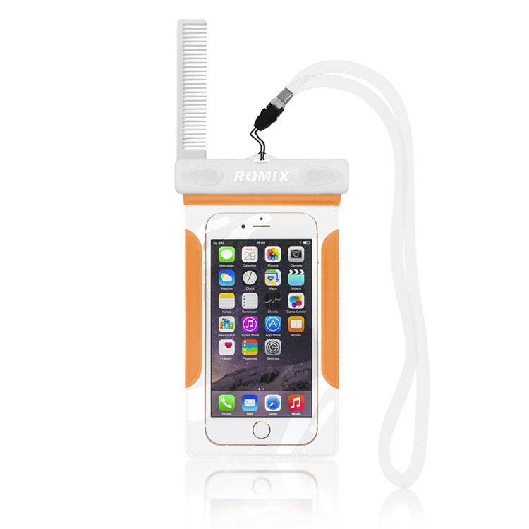 

ROMIX 30M Водонепроницаемый Дайвинг Мешок Крышка С Расческой Для IPhone 6s Плюс / 6 Плюс - Oragne