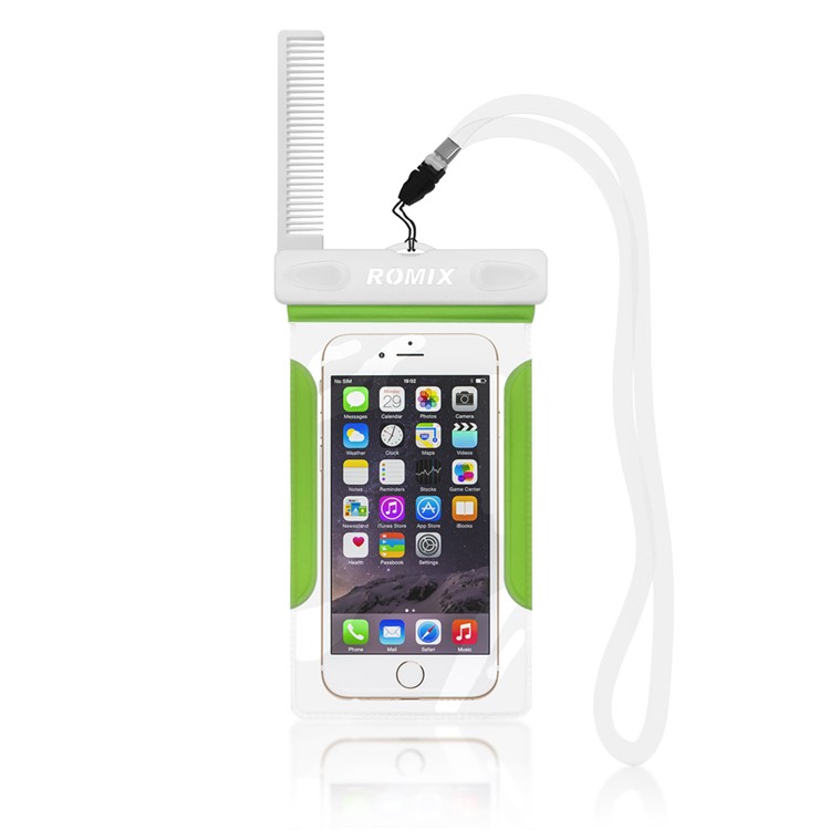 

ROMIX 30M Водонепроницаемый Чехол С Гребенкой Для Iphone 6s Plus / 6 Plus - Зеленый