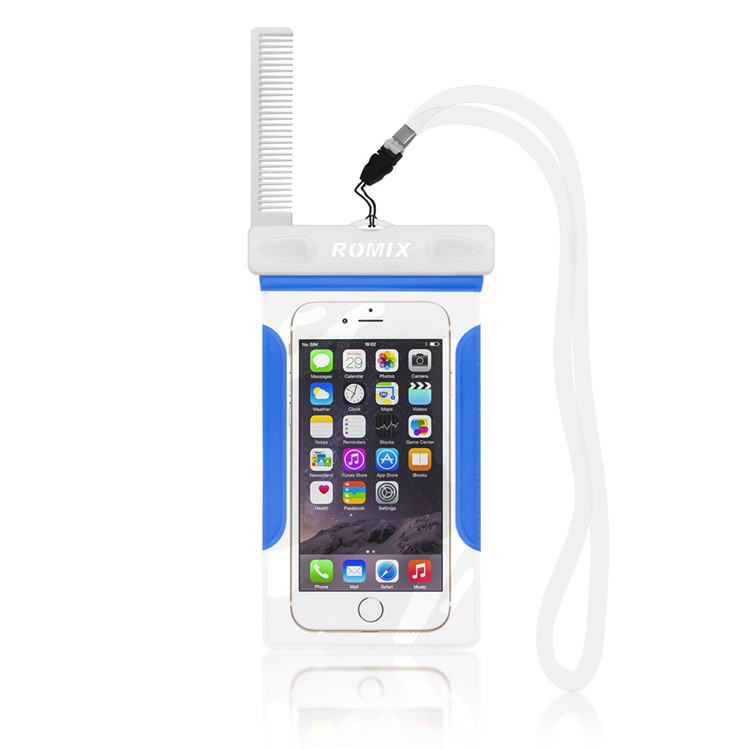 

ROMIX 30M Diving Waterproof Bag Case with Comb for iPhone 6s Plus/ 6 Plus - Blue