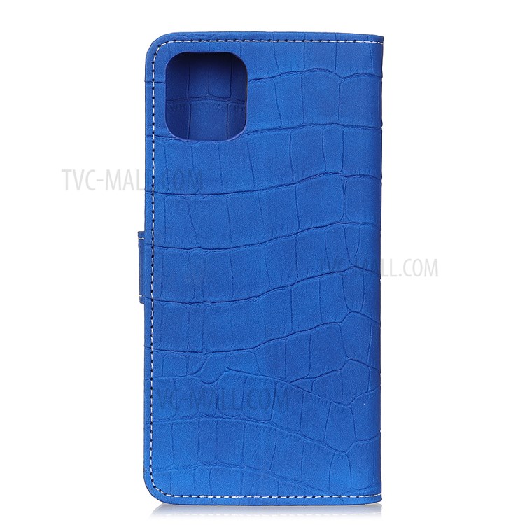 Stare Struttura Del Coccodrillo Del Raccoglitore Di Caso Di Vibrazione Del Cuoio Per IPhone 12 - Blu-2