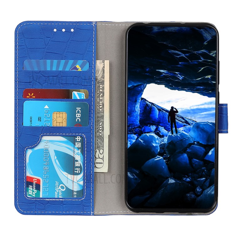 Stare Struttura Del Coccodrillo Del Raccoglitore Di Caso Di Vibrazione Del Cuoio Per IPhone 12 - Blu-9