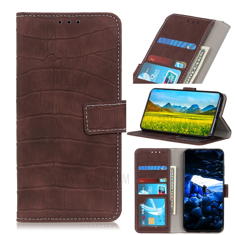 Crocodile Texture Wallet Stand Flip Leather Case for iPhone 12 Pro Max 6.7 inch - Brown-1