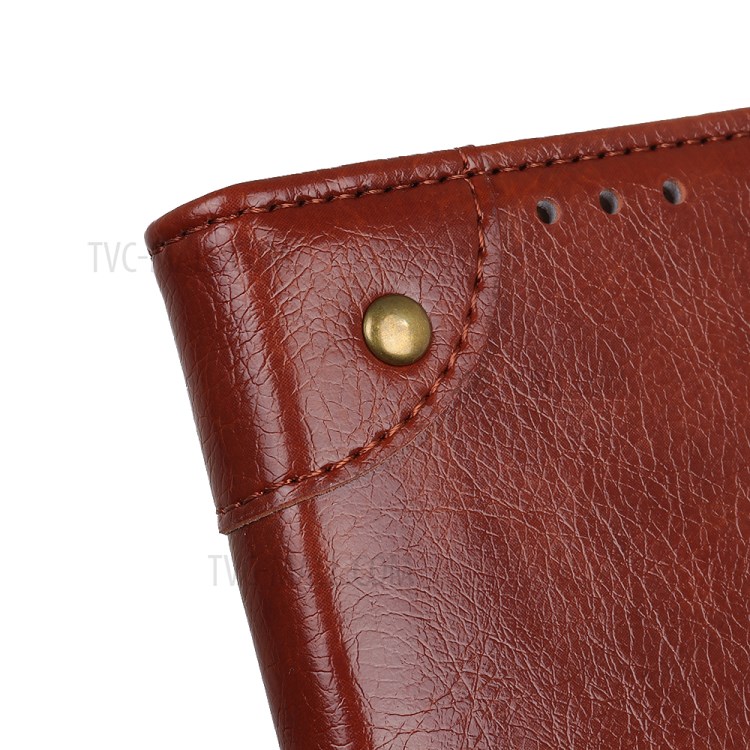 Estojo Protetor Nappa Textura PU Carteira De Couro Para O Iphone 12 - Castanho-5