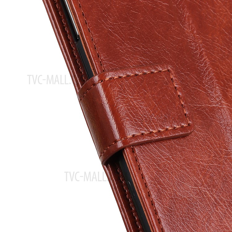 Estojo Protetor Nappa Textura PU Carteira De Couro Para O Iphone 12 - Castanho-6