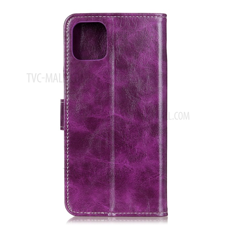 Crazy Horse Texture Wallet Stand Leather Phone Cover for iPhone 12 Pro Max 6.7 inch - Purple-2