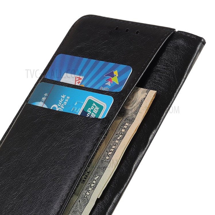 Auto-absorbed Crazy Horse Texture Split Leather Wallet Phone Case for iPhone 12 6.7-inch - Black-6