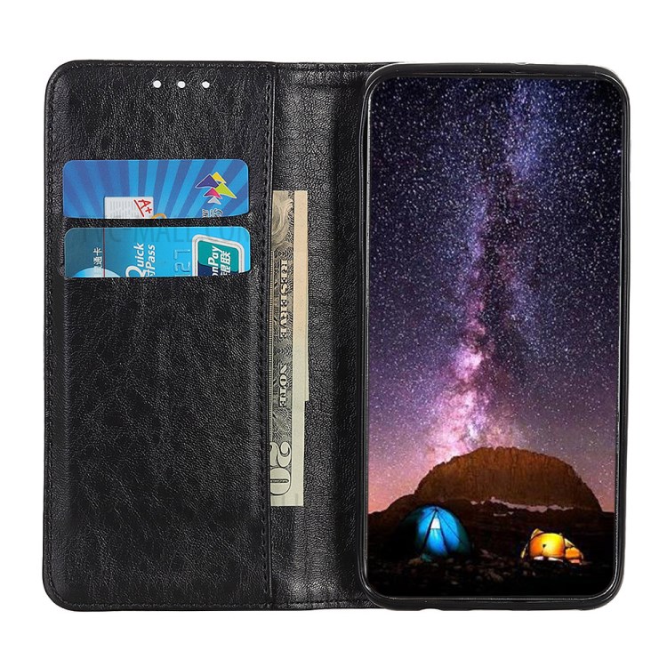 Auto-absorbed Crazy Horse Texture Split Leather Wallet Phone Case for iPhone 12 6.7-inch - Black-8