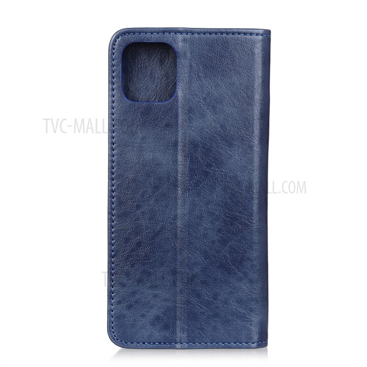 Auto-absorbed Crazy Horse Texture Split Leather Wallet Phone Case for iPhone 12 Pro Max 6.7 inch - Blue-2