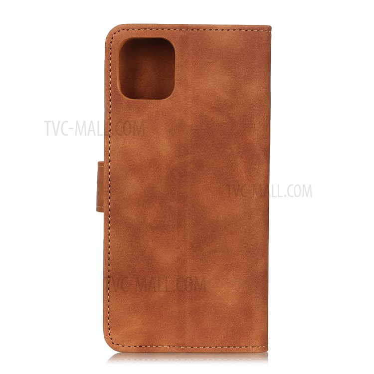 KHAZNEH Retro Flip Leather Wallet Phone Cover for iPhone 12 Pro Max 6.7 inch - Brown-2