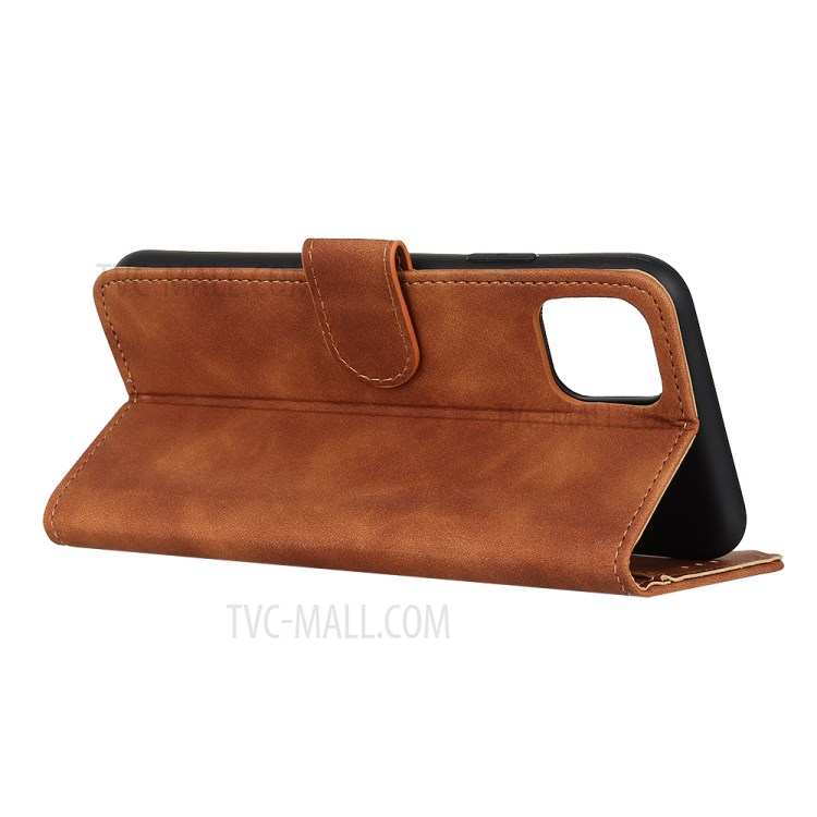 KHAZNEH Retro Flip Leather Wallet Phone Cover for iPhone 12 Pro Max 6.7 inch - Brown-3