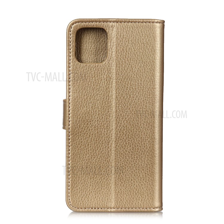Litchi Texture Flip Leather Wallet Phone Shell for iPhone 12 5.4 inch - Gold-2