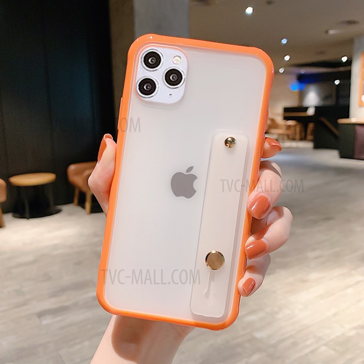 Matte Hand Strap Kickstand TPU + PC Hybrid Phone Case for iPhone 11 Pro Max 6.5 inch - Orange-1