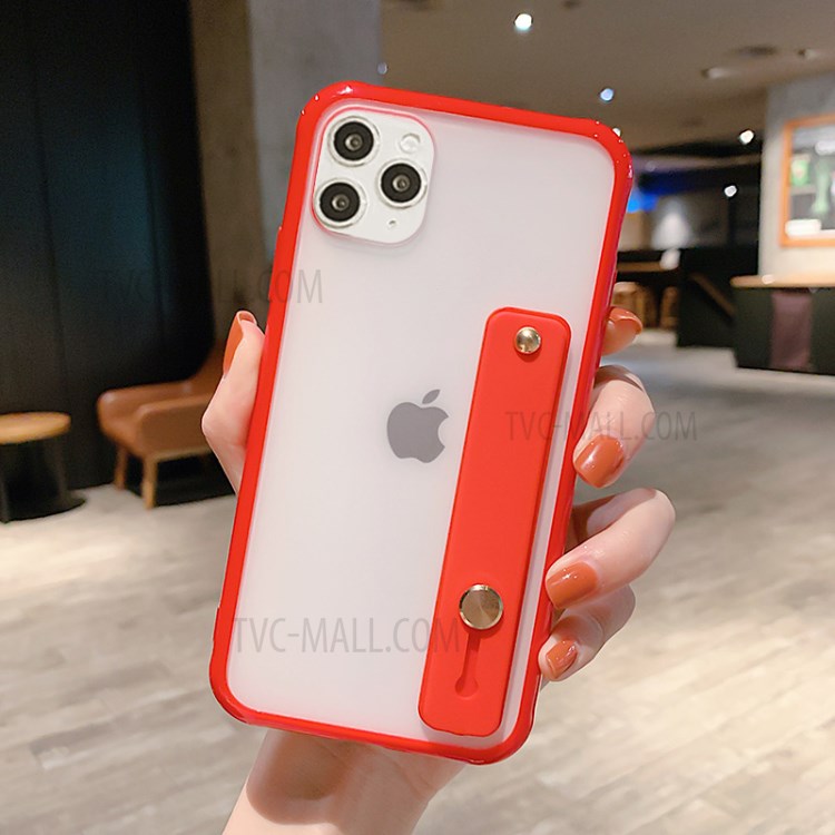 Matte Hand Strap Kickstand TPU + PC Hybrid Phone Case for iPhone 11 Pro Max 6.5 inch - Red-1