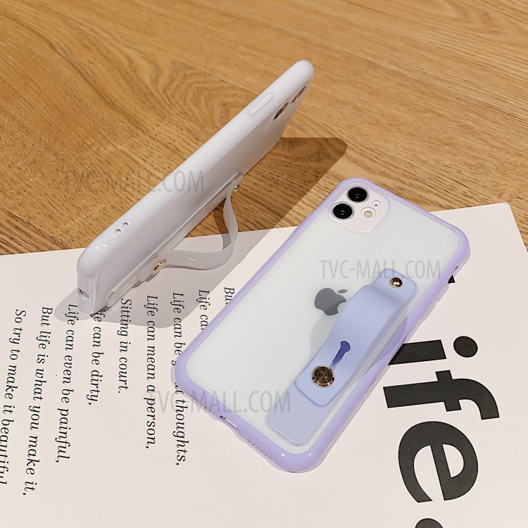 Matte Hand Strap Kickstand TPU + PC Hybrid Phone Cover for iPhone 11 6.1 inch - Purple-2