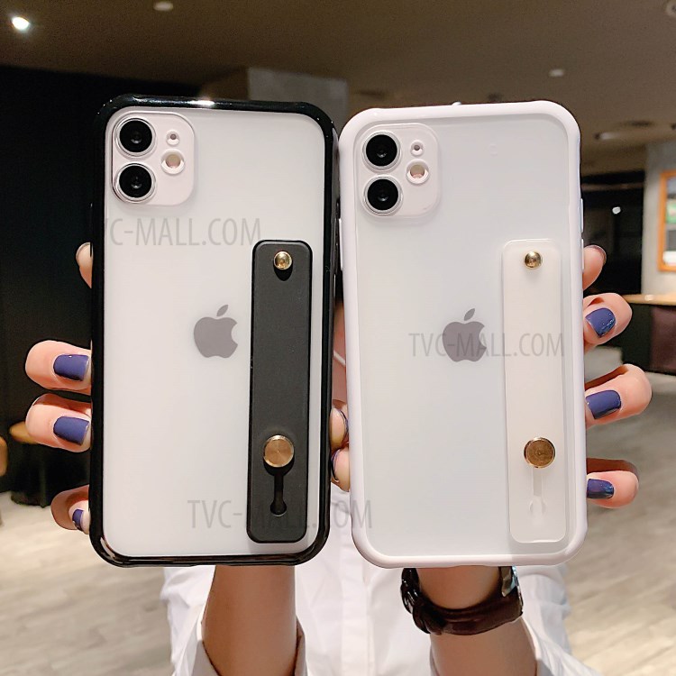 Matte Hand Strap Kickstand TPU + PC Hybrid Phone Cover for iPhone 11 6.1 inch - Black-2