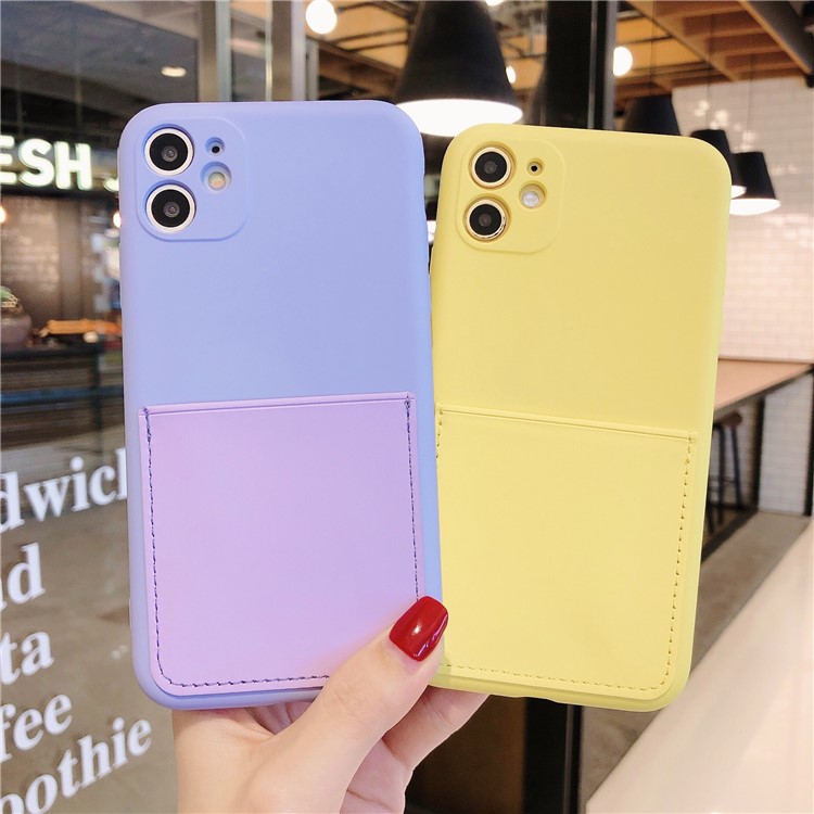 Soft Silicone Phone Protective Case with Card Slot for iPhone 11 6.1 inch - Yellow-3