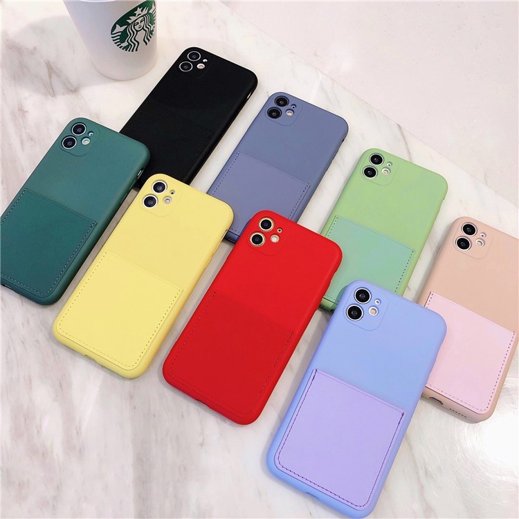 Soft Silicone Phone Protective Case with Card Slot for iPhone 11 6.1 inch - Yellow-4