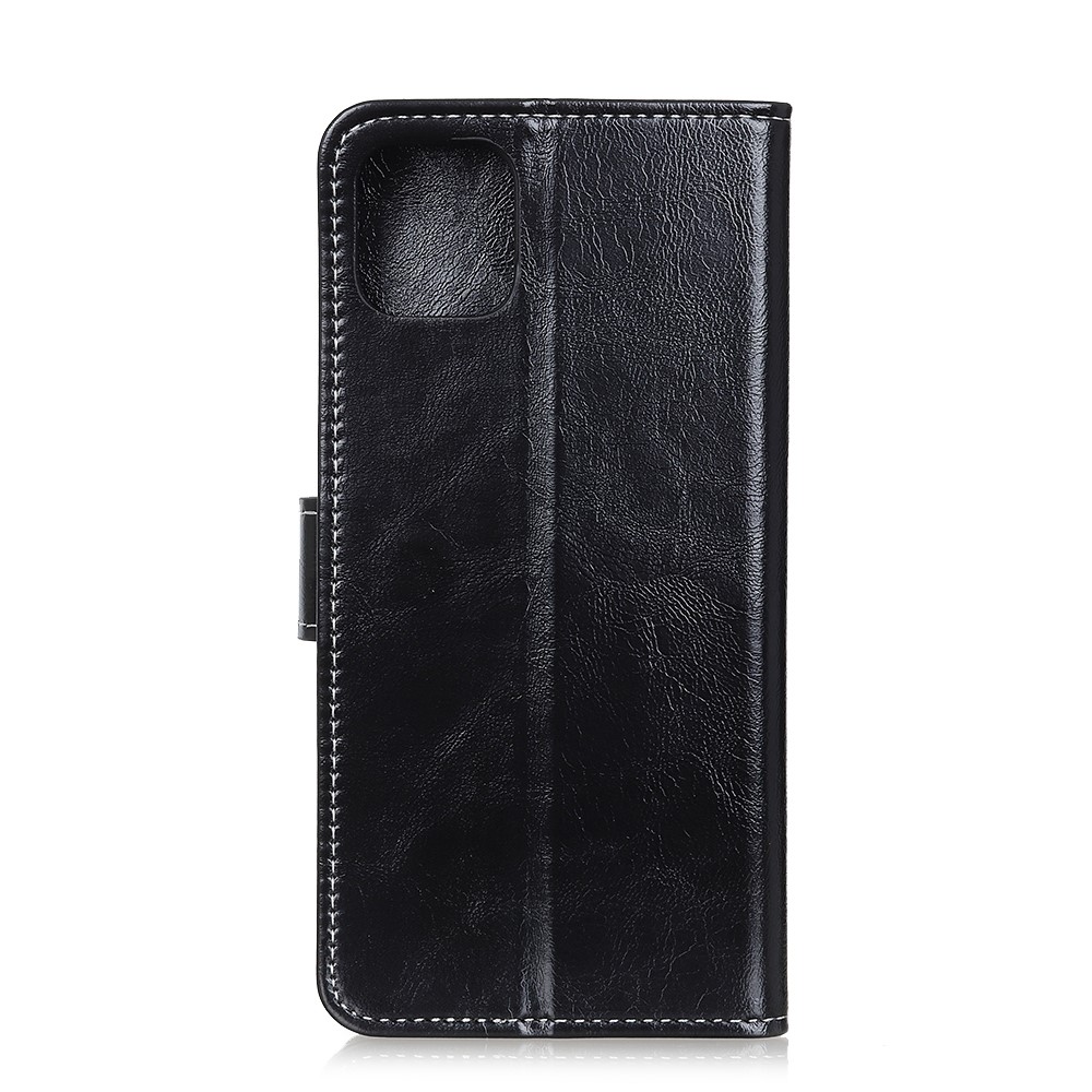 Crazy Horse Skin Leather Unique Case for iPhone 12 5.4 inch - Black-2