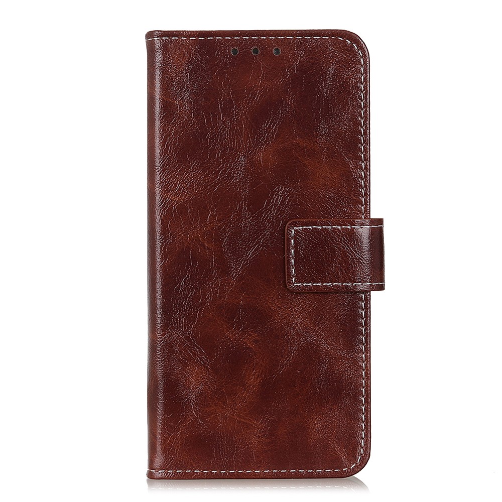 Crazy Horse Skin Leather Unique Case for iPhone 12 5.4 inch - Brown-4