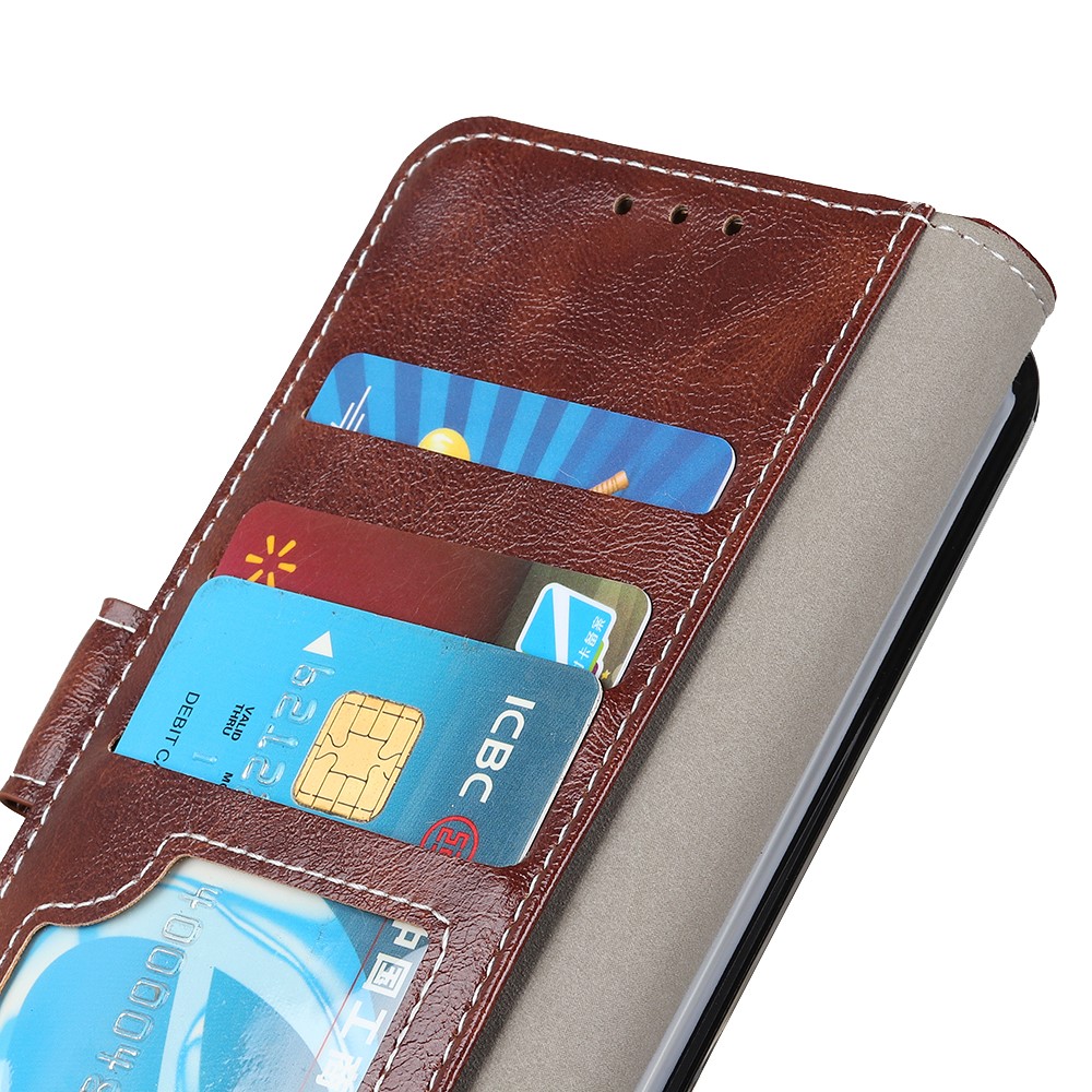 Crazy Horse Skin Leather Unique Case for iPhone 12 5.4 inch - Brown-6