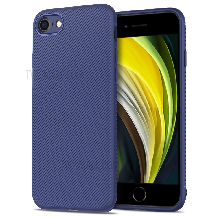 Jazz Series Twill Texture TPU Back Case for iPhone SE (2nd Generation)/8/7 - Blue-1