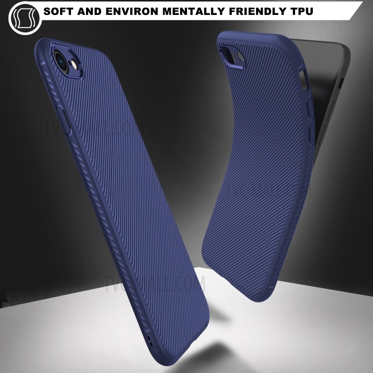 Jazz Series Twill Texture TPU Back Case for iPhone SE (2nd Generation)/8/7 - Blue-2