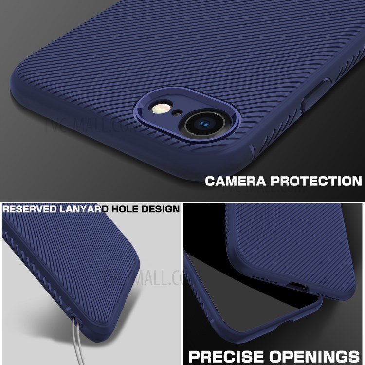 Jazz Series Twill Texture TPU Back Case for iPhone SE (2nd Generation)/8/7 - Blue-3