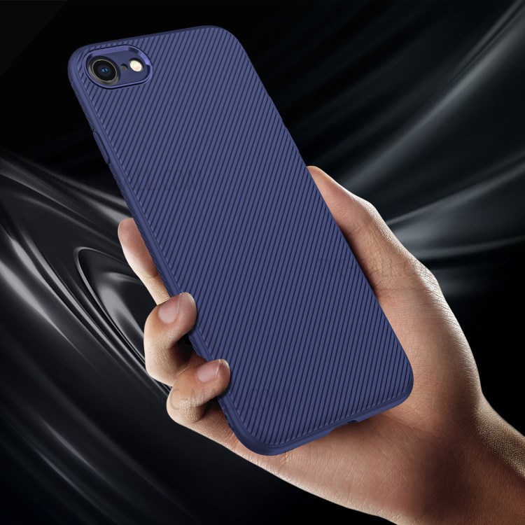 Jazz Series Twill Texture TPU Back Case for iPhone SE (2nd Generation)/8/7 - Blue-4