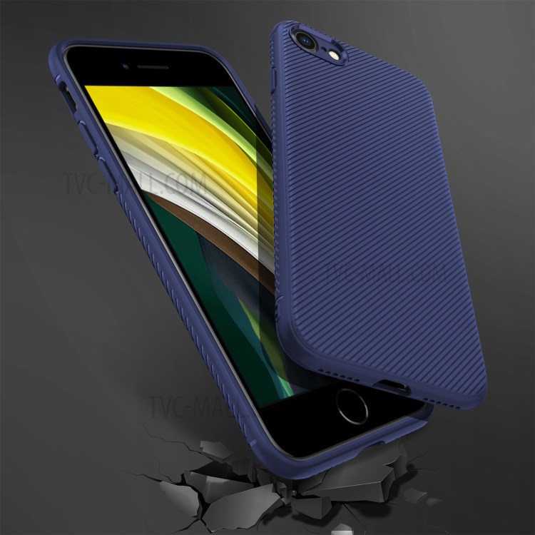 Jazz Series Twill Texture TPU Back Case for iPhone SE (2nd Generation)/8/7 - Blue-5
