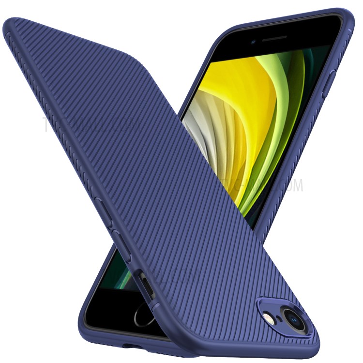 Jazz Series Twill Texture TPU Back Case for iPhone SE (2nd Generation)/8/7 - Blue-8