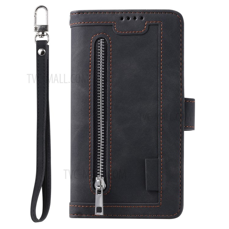 Zipper Pocket 9 with Card Slots Leather Wallet Case for iPhone 11 Pro 5.8 inch - Black-2