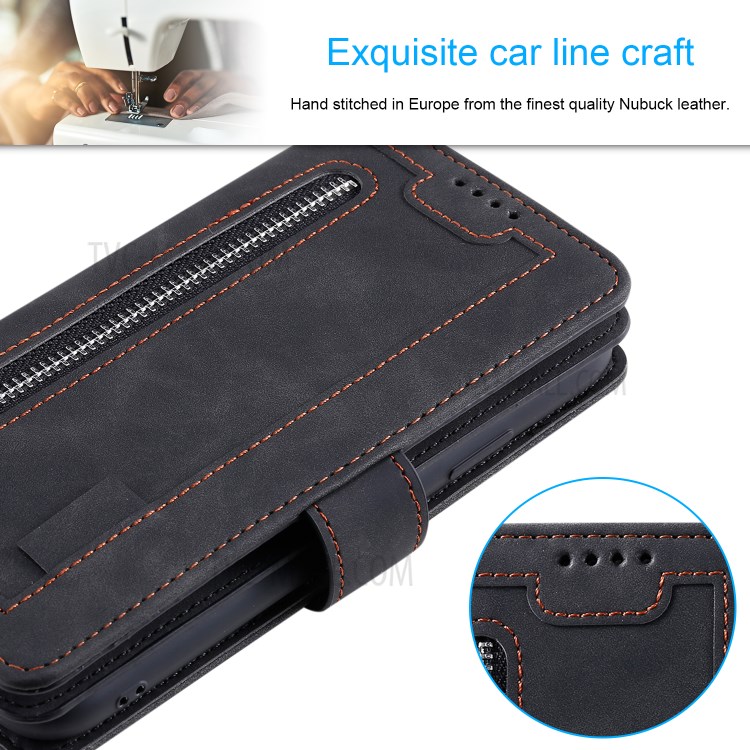 Zipper Pocket 9 with Card Slots Leather Wallet Case for iPhone 11 Pro 5.8 inch - Black-7