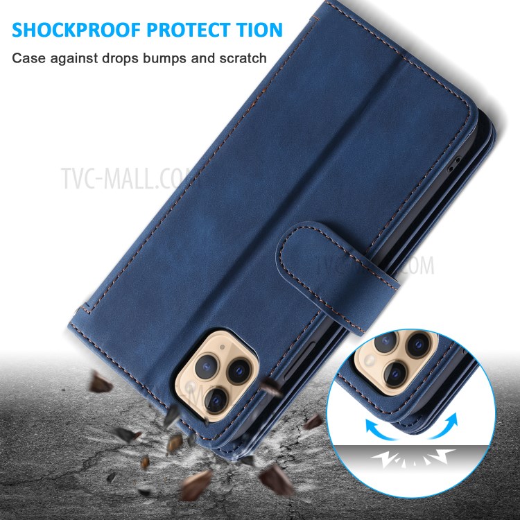 Zipper Pocket 9 with Card Slots Leather Wallet Case for iPhone 11 Pro 5.8 inch - Blue-10