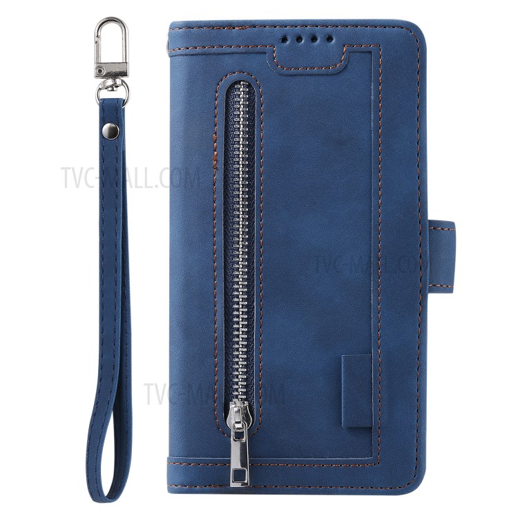 Zipper Pocket 9 with Card Slots Leather Wallet Case for iPhone 11 Pro 5.8 inch - Blue-2